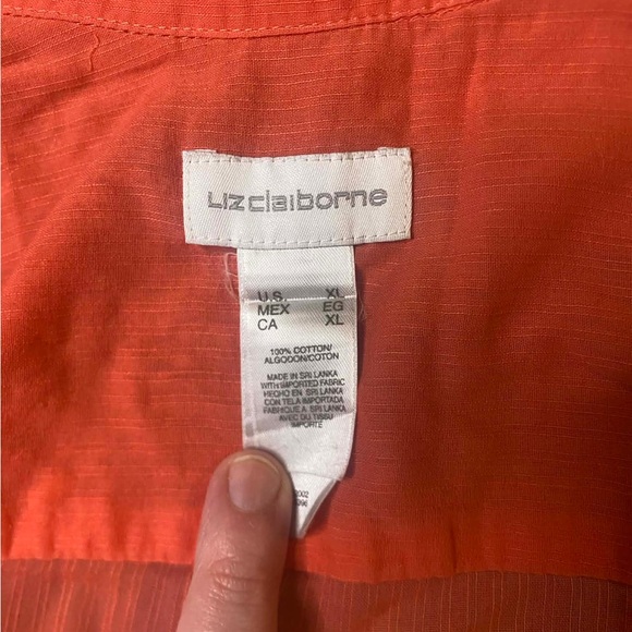 Liz Claiborne Orange 100% Cotton Button Down Shirt XL Coastal Preppy - Picture 2 of 7